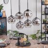 Ripoll Hanglamp, Kogellampje, Hanglamp Chroom, Duidelijk, Rookkleurig, 6-lichts