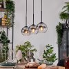 Koyoto Hanglamp, Kogellampje, Hanglamp Natuurlijke kleuren, Zwart, 3-lichts