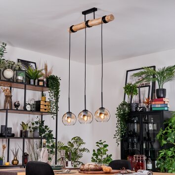 Koyoto Hanglamp, Kogellampje, Hanglamp Natuurlijke kleuren, Zwart, 3-lichts Koyoto Hanglamp, Kogellampje, Hanglamp Natuurlijke kleuren, Zwart, 3-lichts