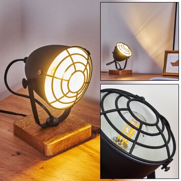 Malix Tafellamp Hout licht, Zwart, 1-licht