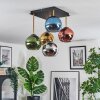Koyoto Plafondlamp, Kogellampje Goud, Zwart, 5-lichts