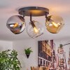 Koyoto Plafondlamp, Kogellampje Amber, Chroom, Duidelijk, Rookkleurig, 3-lichts