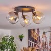 Koyoto Plafondlamp, Kogellampje Amber, Duidelijk, Rookkleurig, 3-lichts