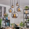 Koyoto Hanglamp, Kogellampje, Hanglamp Chroom, Rookkleurig, 5-lichts