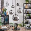 Koyoto Hanglamp, Kogellampje, Hanglamp Chroom, Rookkleurig, 5-lichts