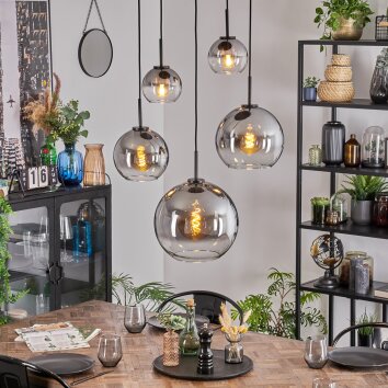 Koyoto Hanglamp, Kogellampje, Hanglamp Duidelijk, Rookkleurig, 5-lichts