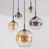 Koyoto Hanglamp, Kogellampje, Hanglamp Amber, Duidelijk, Rookkleurig, 5-lichts