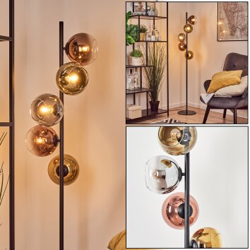 Koyoto Kogellampje, Staande lamp 33 cm Goud, Duidelijk, Koperkleurig, Rookkleurig, 5-lichts