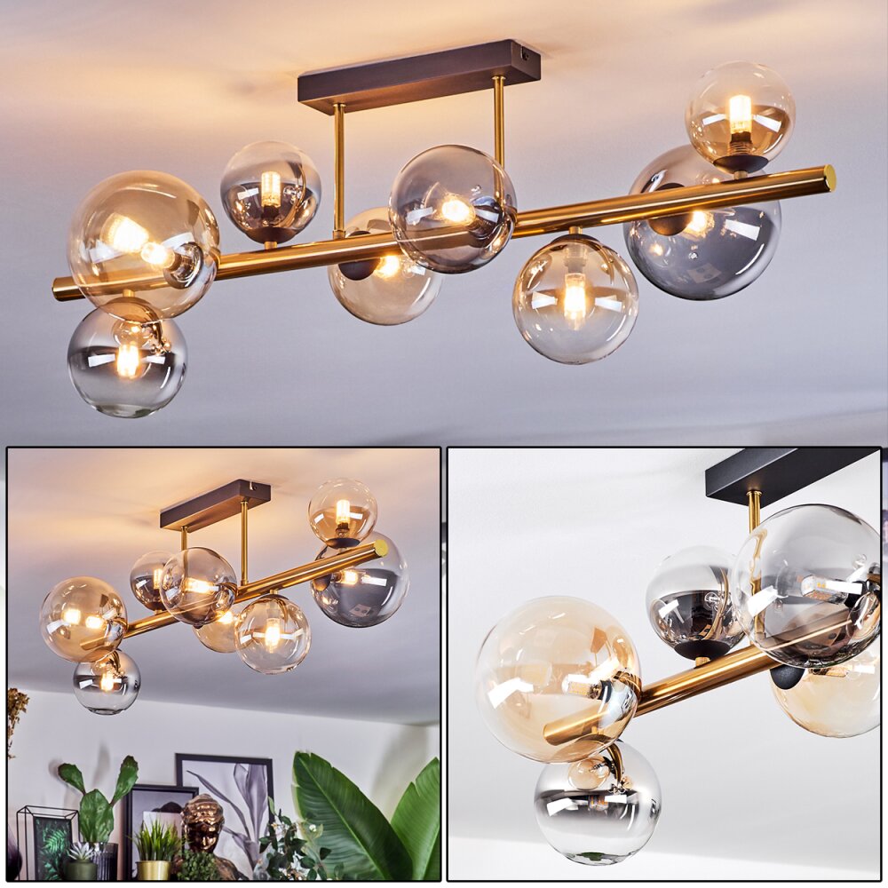 Chehalis Plafondlamp, Kogellampje Goud, Zwart, 8-lichts main product photo