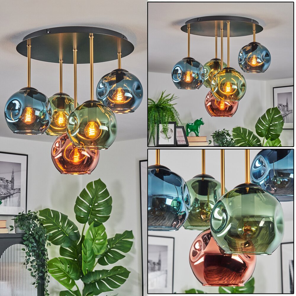 Ripoll Plafondlamp, Kogellampje Messing, Zwart, 5-lichts main product photo