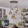 Koyoto Hanglamp, Kogellampje, Hanglamp Chroom, Duidelijk, Rookkleurig, 5-lichts