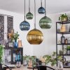 Koyoto Hanglamp, Kogellampje, Hanglamp Blauw, Goud, Groen, 5-lichts