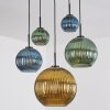 Koyoto Hanglamp, Kogellampje, Hanglamp Blauw, Goud, Groen, 5-lichts