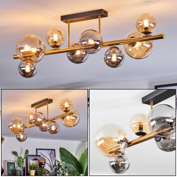 Chehalis Plafondlamp, Kogellampje Goud, Zwart, 8-lichts