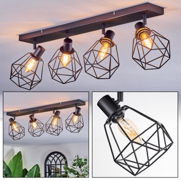 Yaak Plafondlamp, Plafondspot Zwart, 4-lichts