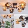 Koyoto Plafondlamp, Kogellampje 59 cm Amber, Chroom, Rookkleurig, 6-lichts