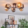 Koyoto Plafondlamp, Kogellampje 59 cm Amber, Chroom, Rookkleurig, 6-lichts