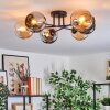 Koyoto Plafondlamp, Kogellampje 59 cm Amber, Chroom, Rookkleurig, 6-lichts