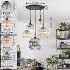 Koyoto Hanglamp, Kogellampje, Hanglamp Amber, Duidelijk, Rookkleurig, 5-lichts