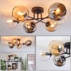 Koyoto Plafondlamp, Kogellampje 59 cm Amber, Chroom, Duidelijk, Rookkleurig, 6-lichts