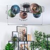 Koyoto Plafondlamp, Kogellampje 59 cm Blauw, Groen, Koperkleurig, 6-lichts