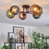 Koyoto Plafondlamp, Kogellampje 59 cm Blauw, Groen, Koperkleurig, 6-lichts