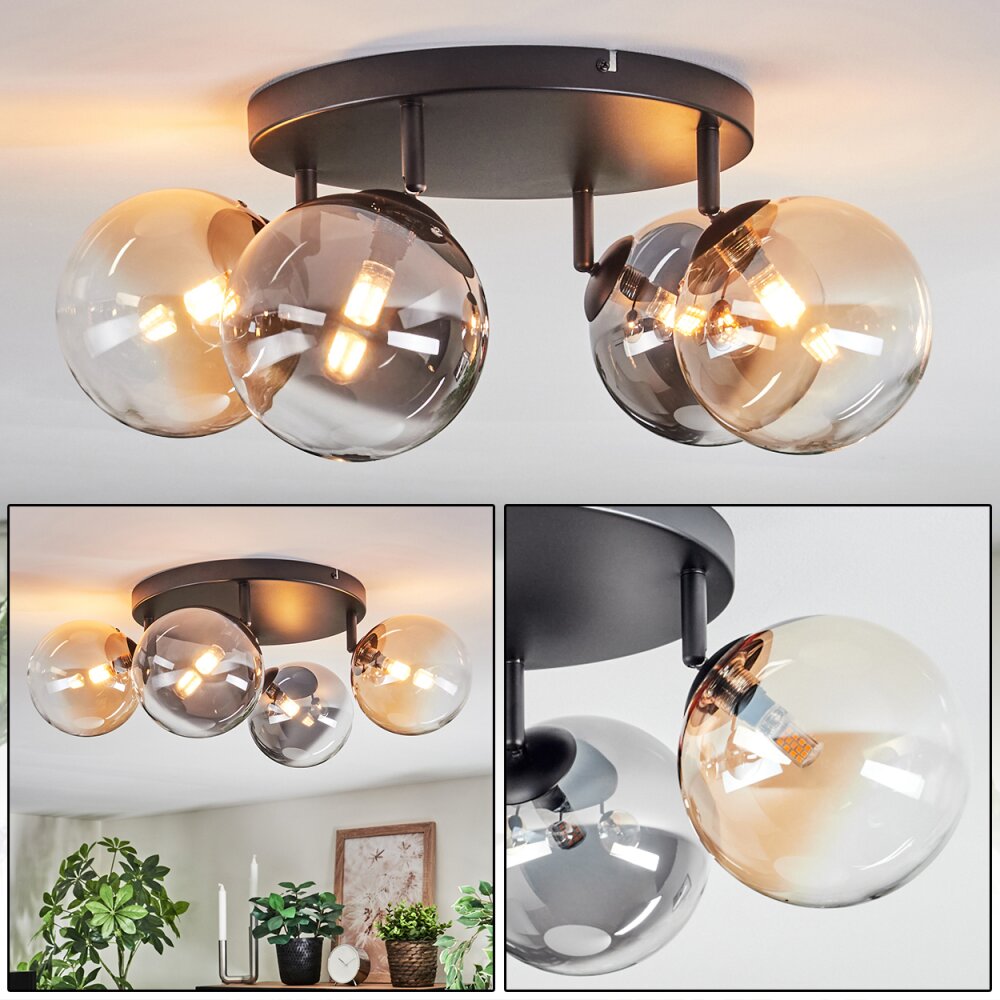 Chehalis Plafondlamp, Kogellampje Amber, Duidelijk, Rookkleurig, 4-lichts main product photo