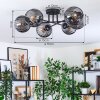 Koyoto Plafondlamp, Kogellampje 59 cm Rookkleurig, 6-lichts