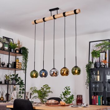 Koyoto Hanglamp, Kogellampje, Hanglamp Natuurlijke kleuren, Zwart, 5-lichts Koyoto Hanglamp, Kogellampje, Hanglamp Natuurlijke kleuren, Zwart, 5-lichts