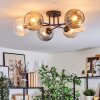 Ripoll Plafondlamp, Kogellampje Amber, Duidelijk, Rookkleurig, 6-lichts
