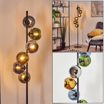Koyoto Kogellampje, Staande lamp Blauw, Chroom, Goud, Groen, Rookkleurig, 6-lichts