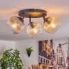 Koyoto Plafondlamp, Kogellampje Amber, Duidelijk, Rookkleurig, 3-lichts