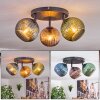 Koyoto Plafondlamp, Kogellampje Blauw, Groen, Koperkleurig, 3-lichts