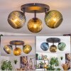 Koyoto Plafondlamp, Kogellampje Blauw, Goud, Groen, 3-lichts