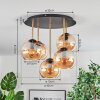Koyoto Plafondlamp, Kogellampje Messing, Zwart, 5-lichts