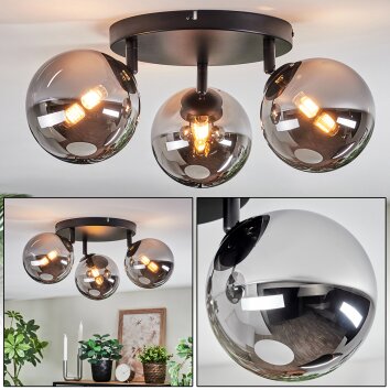Chehalis Plafondlamp, Kogellampje 48.5 cm Chroom, Rookkleurig, 3-lichts