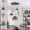Koyoto Hanglamp, Kogellampje, Hanglamp Amber, Duidelijk, Rookkleurig, 5-lichts