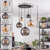 Koyoto Hanglamp, Kogellampje, Hanglamp Amber, Rookkleurig, 5-lichts