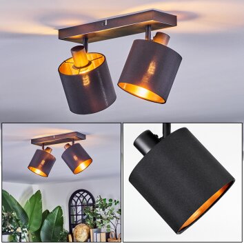 Alsen Plafondlamp, Plafondspot Zwart, 2-lichts