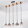 Koyoto Hanglamp, Kogellampje, Hanglamp Natuurlijke kleuren, Zwart, 5-lichts
