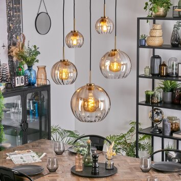 Koyoto Hanglamp, Kogellampje, Hanglamp Goud, Zwart, 5-lichts Koyoto Hanglamp, Kogellampje, Hanglamp Goud, Zwart, 5-lichts