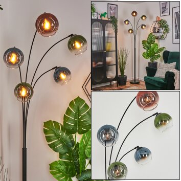 Koyoto Kogellampje, Staande lamp Blauw, Groen, Duidelijk, Koperkleurig, 5-lichts