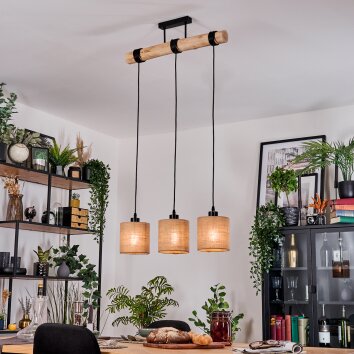 Soungou Hanglamp, Hanglamp Natuurlijke kleuren, Zwart, 3-lichts