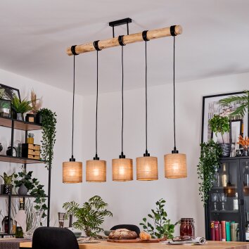 Soungou Hanglamp, Hanglamp Natuurlijke kleuren, Zwart, 5-lichts