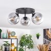 Gastor Plafondlamp, Kogellampje 25 cm Duidelijk, Rookkleurig, 3-lichts