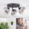 Gastor Plafondlamp, Kogellampje 25 cm Duidelijk, Rookkleurig, 3-lichts