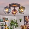 Gastor Plafondlamp, Kogellampje Blauw, Groen, Duidelijk, Koperkleurig, 3-lichts