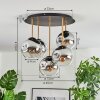 Ripoll Plafondlamp, Kogellampje Messing, Zwart, 5-lichts