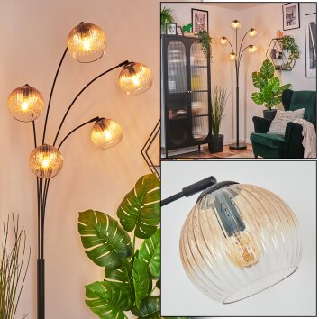 Koyoto Kogellampje, Staande lamp Amber, Duidelijk, 5-lichts
