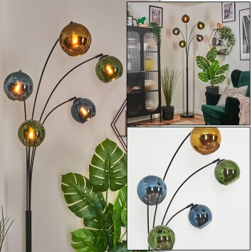Koyoto Kogellampje, Staande lamp Blauw, Goud, Groen, 5-lichts Koyoto Kogellampje, Staande lamp Blauw, Goud, Groen, 5-lichts